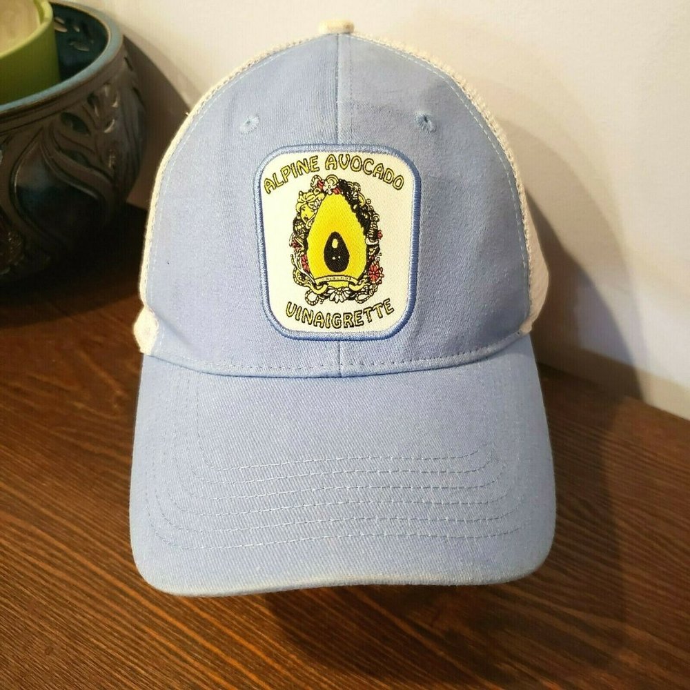 Alpine Avocado Vinaigrette Trucker Hat White Mesh Snap Back Baseball Cap Blue